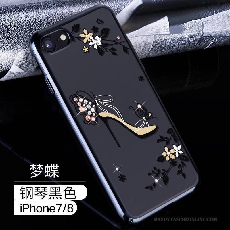 Hülle iPhone 7 Schutz Gold Schwarz, Case iPhone 7 Strass Schwer Anti-sturz
