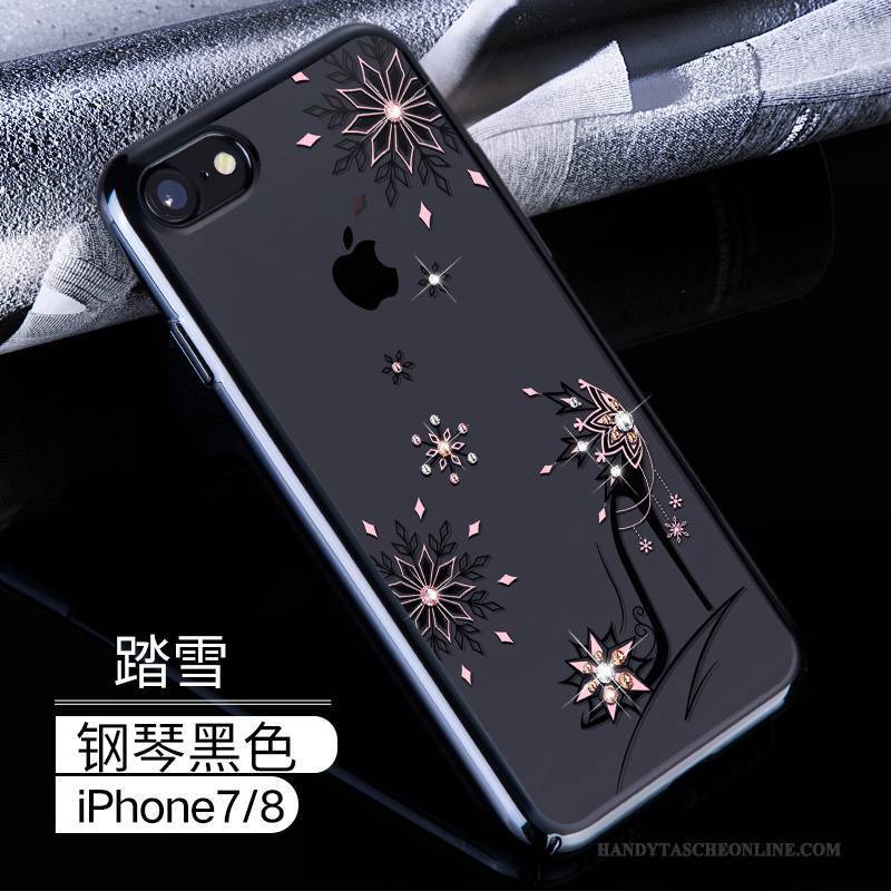 Hülle iPhone 7 Schutz Gold Schwarz, Case iPhone 7 Strass Schwer Anti-sturz