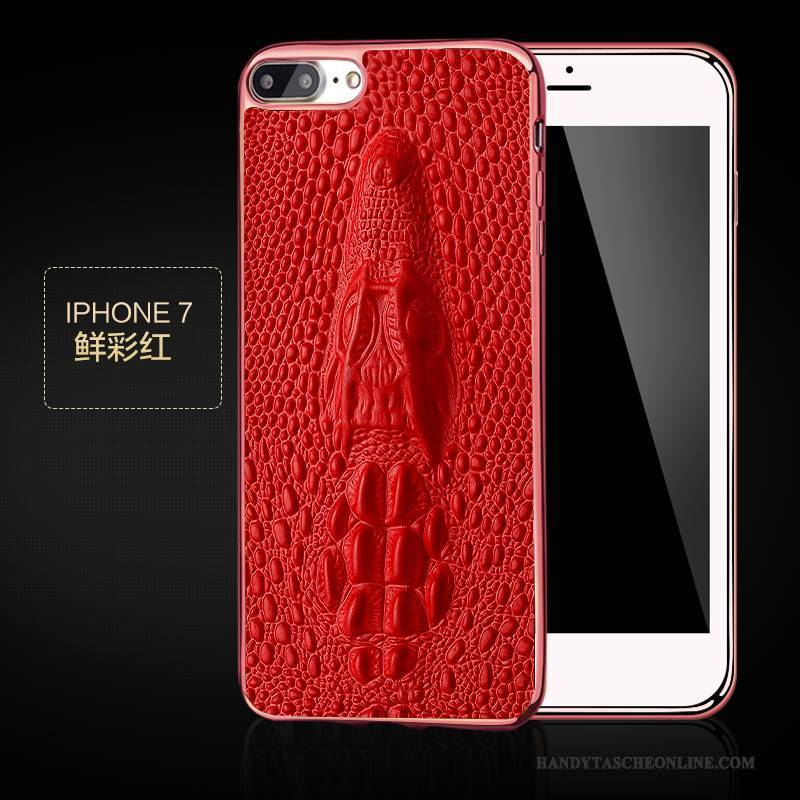 Hülle iPhone 7 Schutz Schwarz Kuh, Case iPhone 7 Leder Business Top Leder