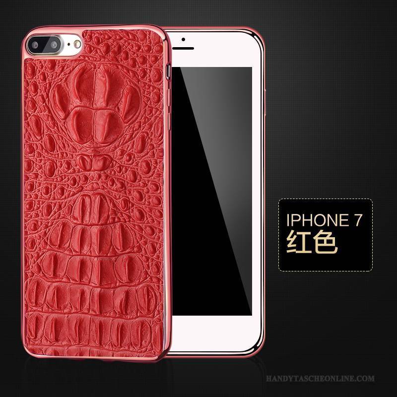 Hülle iPhone 7 Schutz Schwarz Kuh, Case iPhone 7 Leder Business Top Leder