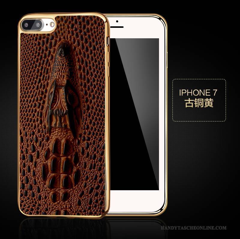 Hülle iPhone 7 Schutz Schwarz Kuh, Case iPhone 7 Leder Business Top Leder