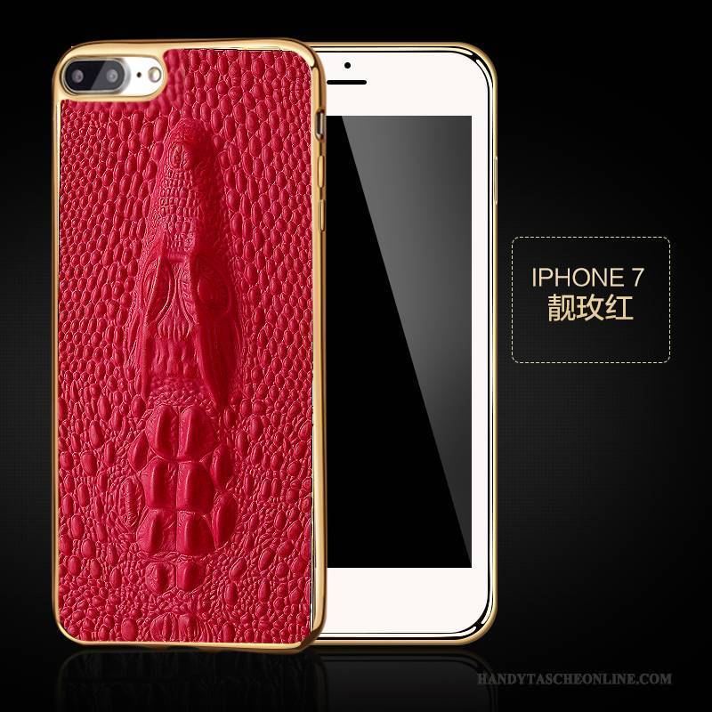 Hülle iPhone 7 Schutz Schwarz Kuh, Case iPhone 7 Leder Business Top Leder