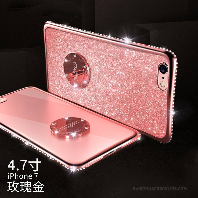 Hülle iPhone 7 Strass Trendmarke Ring, Case iPhone 7 Silikon Rot Handyhüllen