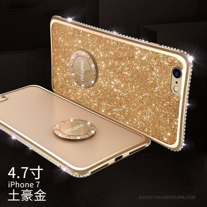 Hülle iPhone 7 Strass Trendmarke Ring, Case iPhone 7 Silikon Rot Handyhüllen