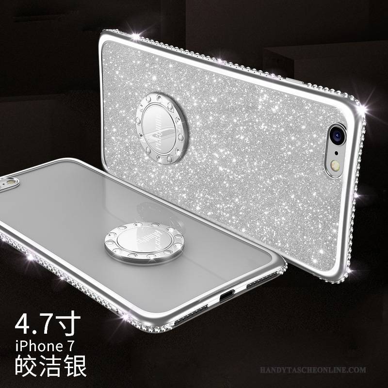 Hülle iPhone 7 Strass Trendmarke Ring, Case iPhone 7 Silikon Rot Handyhüllen