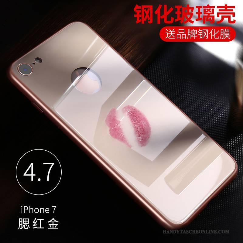 Hülle iPhone 7 Taschen Handyhüllen Gehärtetes Glas, Case iPhone 7 Rot Anti-sturz