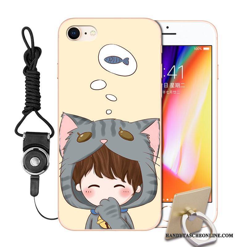 Hülle iPhone 8 Karikatur Persönlichkeit Handyhüllen, Case iPhone 8 Weiche Orange Anti-sturz