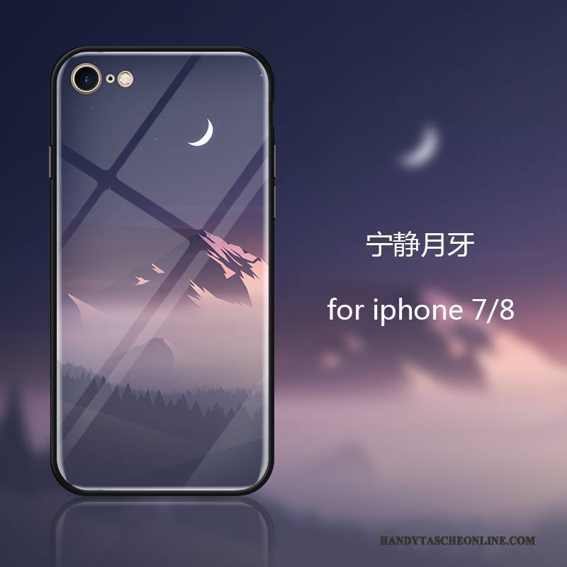 Hülle iPhone 8 Kreativ Anti-sturz Schwarz, Case iPhone 8 Silikon Trend Glas