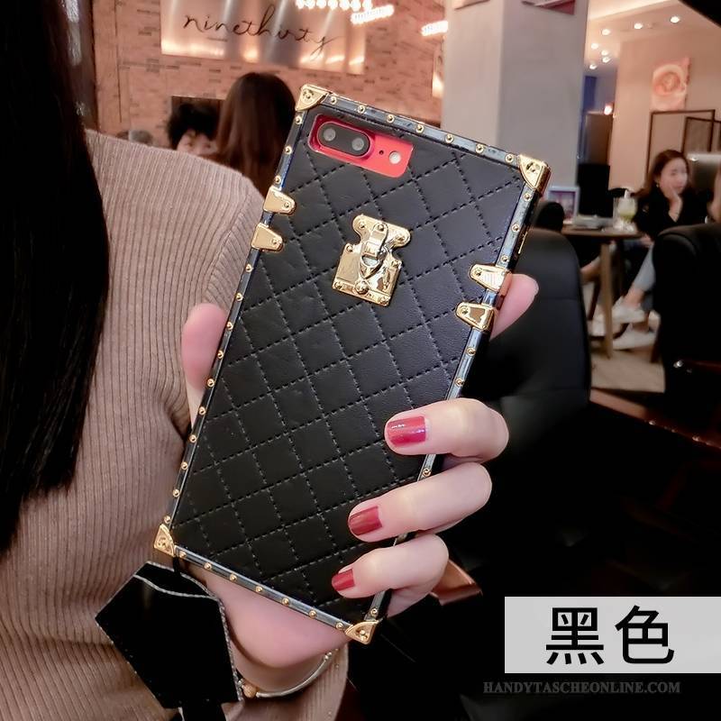 Hülle iPhone 8 Plus Lederhülle Handyhüllen Rot, Case iPhone 8 Plus Taschen Persönlichkeit Schwarz