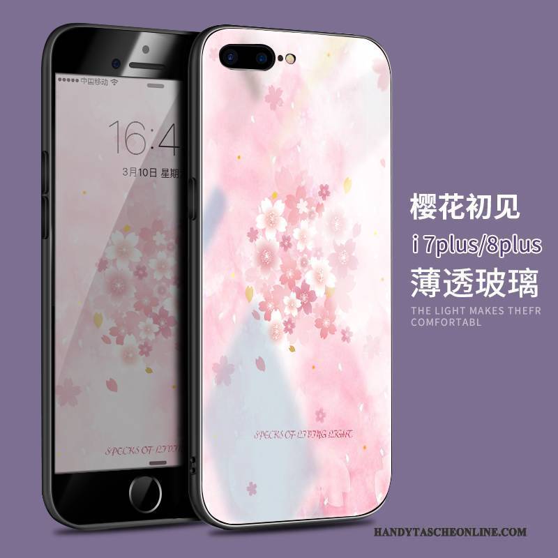 Hülle iPhone 8 Plus Silikon Schwarz Handyhüllen, Case iPhone 8 Plus Trendmarke Glas