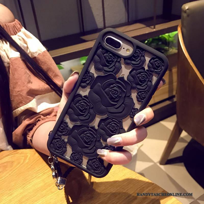 Hülle iPhone 8 Plus Taschen Anti-sturz Nubuck, Case iPhone 8 Plus Silikon Schwarz Handyhüllen