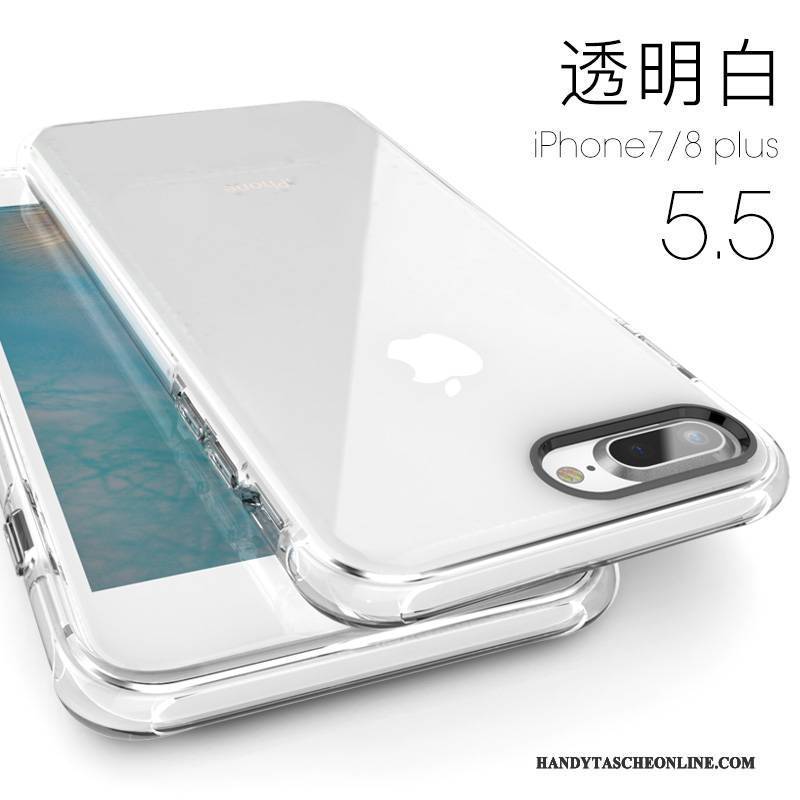 Hülle iPhone 8 Plus Taschen Transparent Rosa, Case iPhone 8 Plus Weiche Handyhüllen Anti-sturz