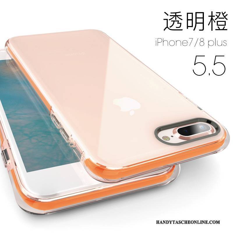 Hülle iPhone 8 Plus Taschen Transparent Rosa, Case iPhone 8 Plus Weiche Handyhüllen Anti-sturz