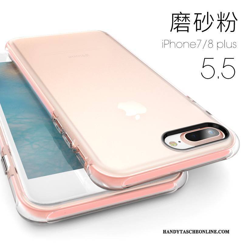 Hülle iPhone 8 Plus Taschen Transparent Rosa, Case iPhone 8 Plus Weiche Handyhüllen Anti-sturz