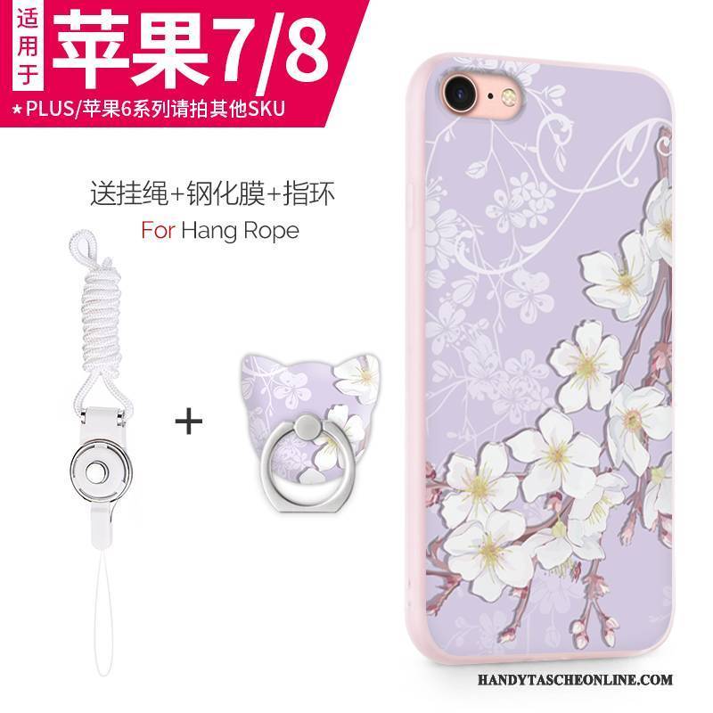 Hülle iPhone 8 Plus Weiche Rosa Reichtum, Case iPhone 8 Plus Silikon Trend Hängende Verzierungen