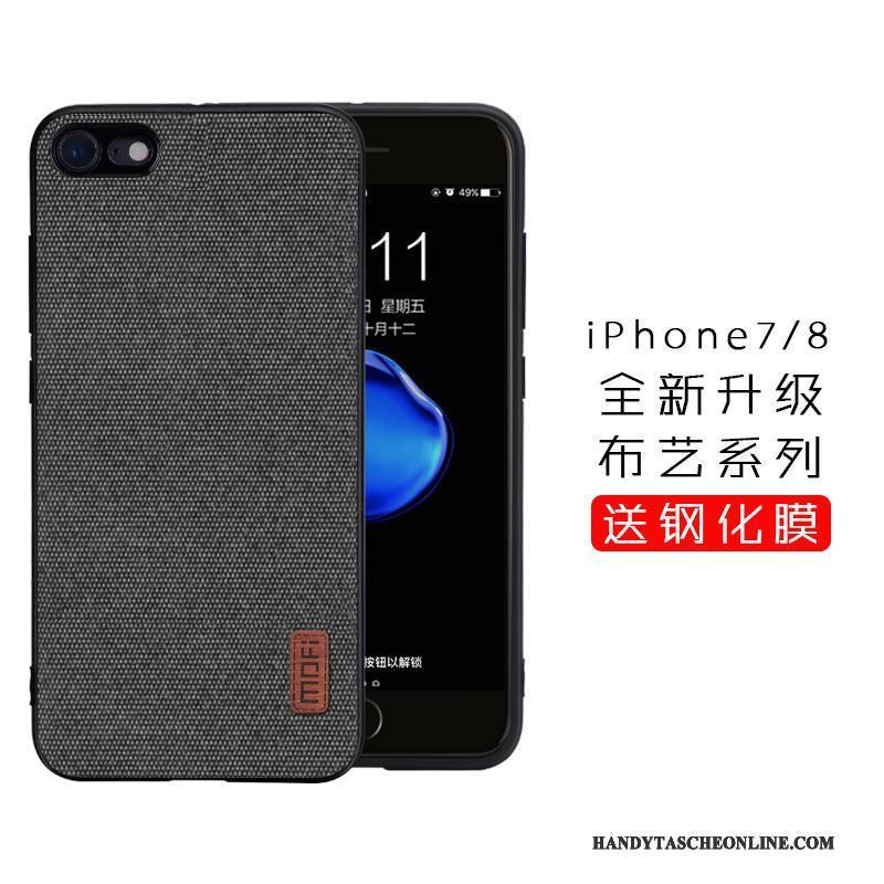 Hülle iPhone 8 Taschen Anti-sturz Grau, Case iPhone 8 Silikon Handyhüllen Stoff