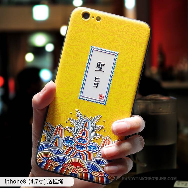Hülle iPhone 8 Taschen Persönlichkeit Lustig, Case iPhone 8 Kreativ Gelb Handyhüllen