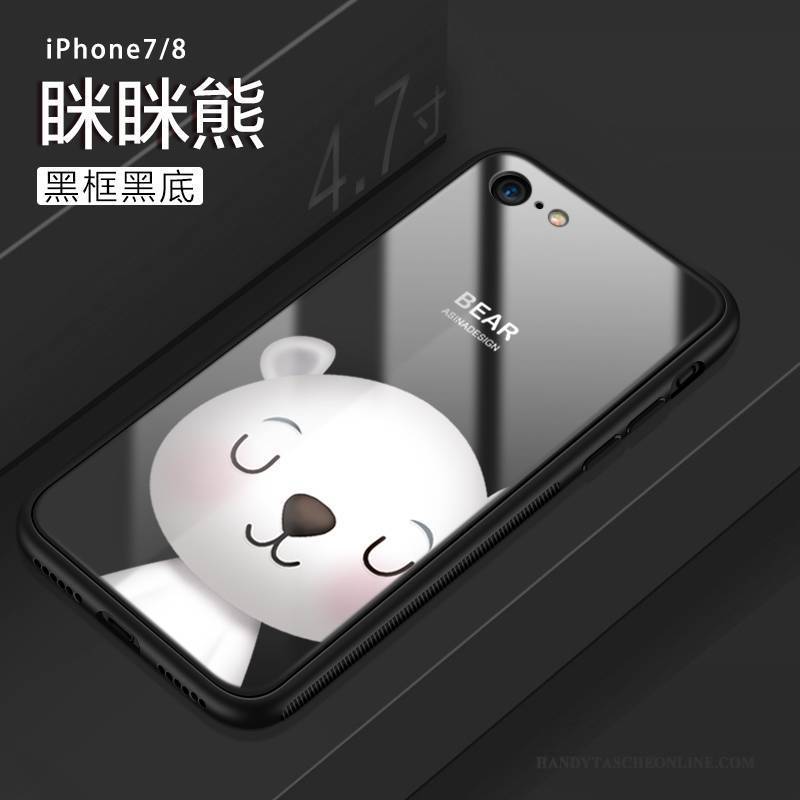 Hülle iPhone 8 Taschen Schwarz Glas, Case iPhone 8 Silikon Anti-sturz Reichtum