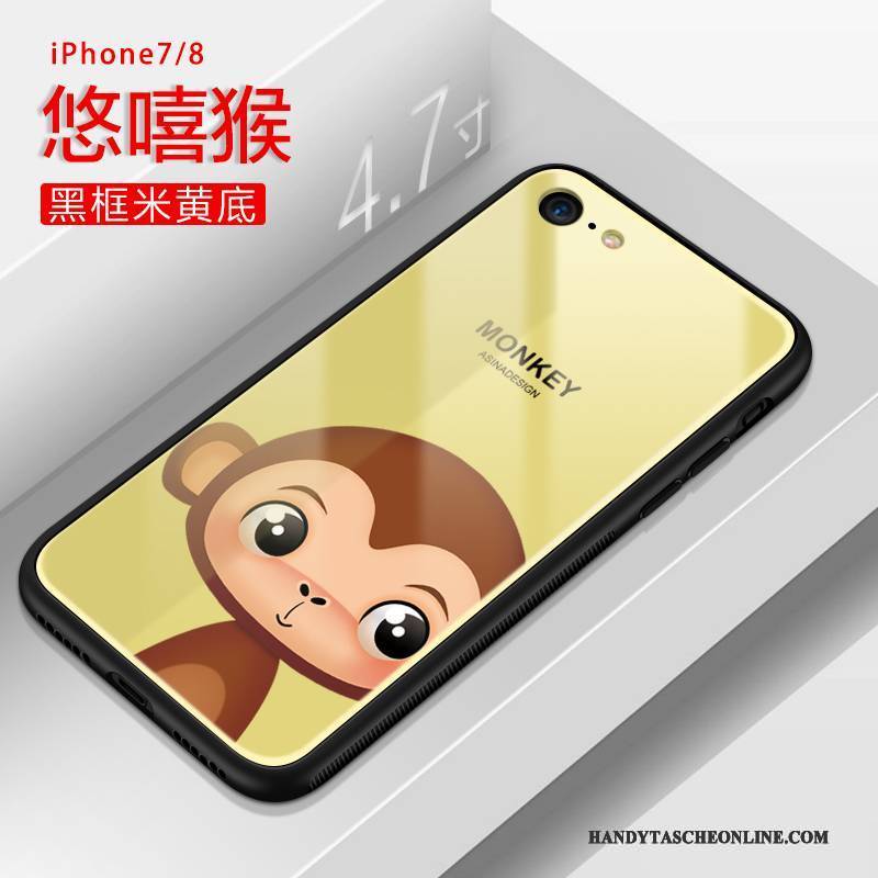 Hülle iPhone 8 Taschen Schwarz Glas, Case iPhone 8 Silikon Anti-sturz Reichtum