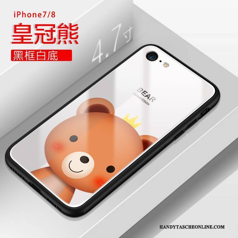 Hülle iPhone 8 Taschen Schwarz Glas, Case iPhone 8 Silikon Anti-sturz Reichtum