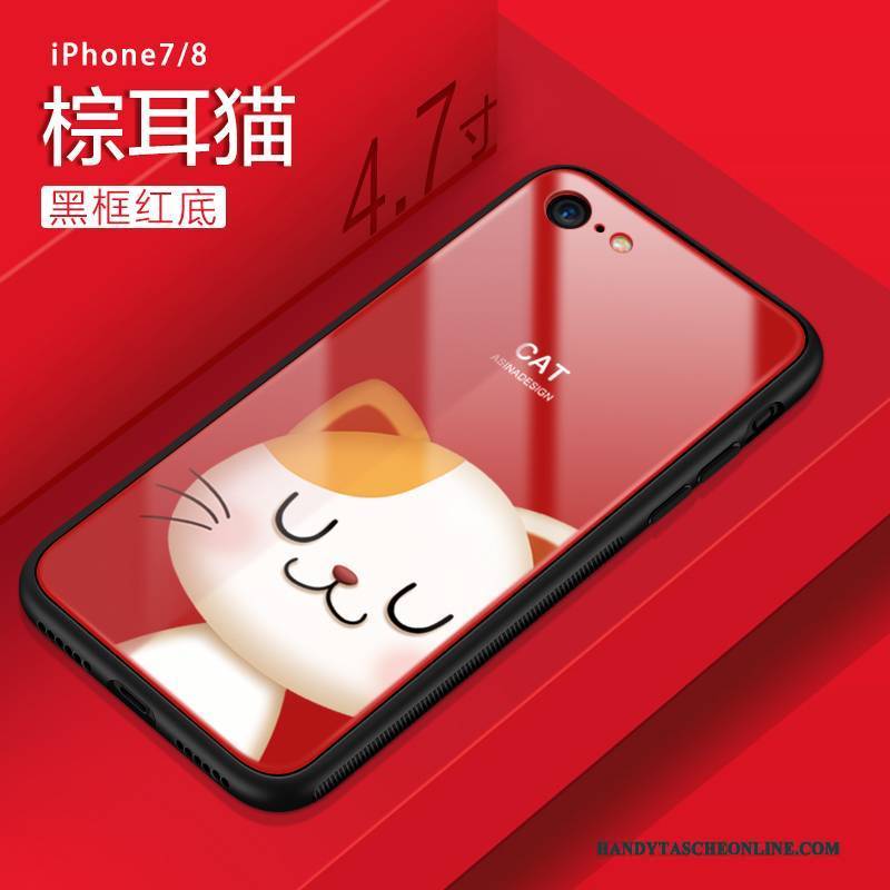 Hülle iPhone 8 Taschen Schwarz Glas, Case iPhone 8 Silikon Anti-sturz Reichtum