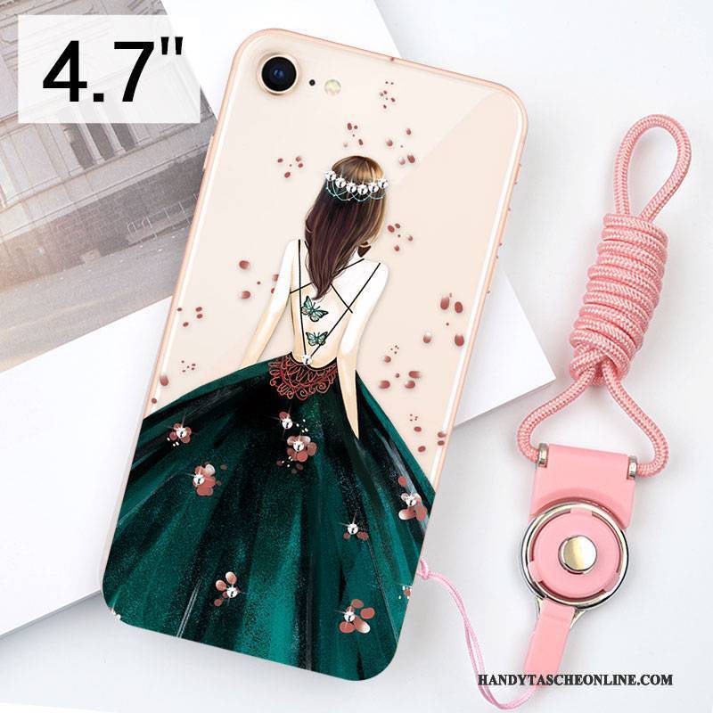 Hülle iPhone 8 Taschen Transparent Handyhüllen, Case iPhone 8 Silikon Rosa Grün