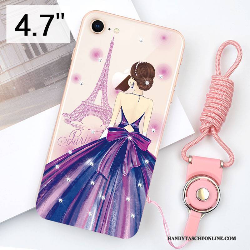 Hülle iPhone 8 Taschen Transparent Handyhüllen, Case iPhone 8 Silikon Rosa Grün