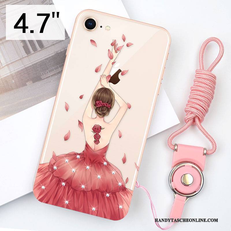 Hülle iPhone 8 Taschen Transparent Handyhüllen, Case iPhone 8 Silikon Rosa Grün