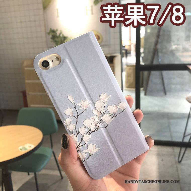 Hülle iPhone 8 Weiche Blau Hängende Verzierungen, Case iPhone 8 Halterung Trend Handyhüllen