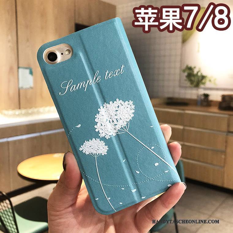 Hülle iPhone 8 Weiche Blau Hängende Verzierungen, Case iPhone 8 Halterung Trend Handyhüllen