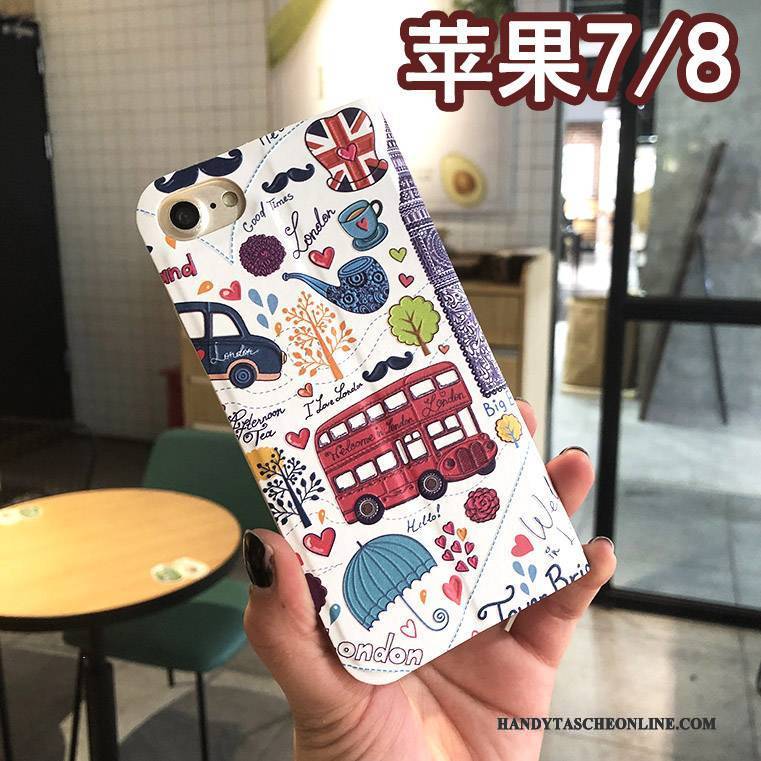 Hülle iPhone 8 Weiche Blau Hängende Verzierungen, Case iPhone 8 Halterung Trend Handyhüllen