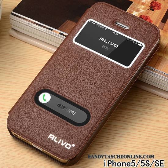 Hülle iPhone Se Lederhülle Rosa Handyhüllen, Case iPhone Se Folio Schwer Anti-sturz