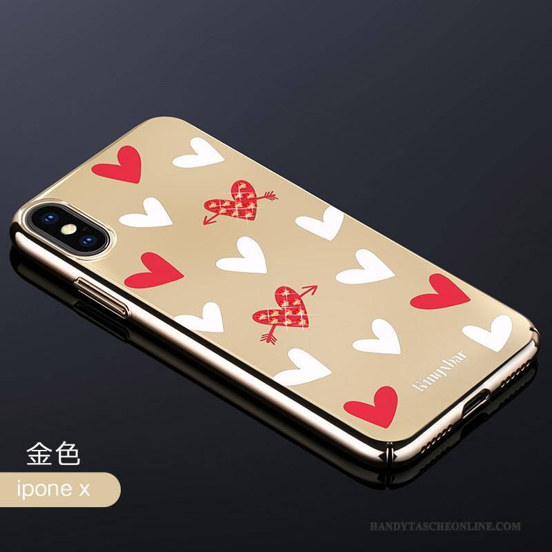 Hülle iPhone X Kreativ Rosa Anti-sturz, Case iPhone X Strass Gold Handyhüllen