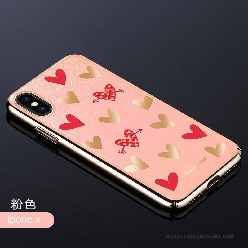 Hülle iPhone X Kreativ Rosa Anti-sturz, Case iPhone X Strass Gold Handyhüllen