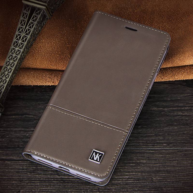 Hülle iPhone X Leder Business Lichtfarbe, Case iPhone X Schutz Kühl