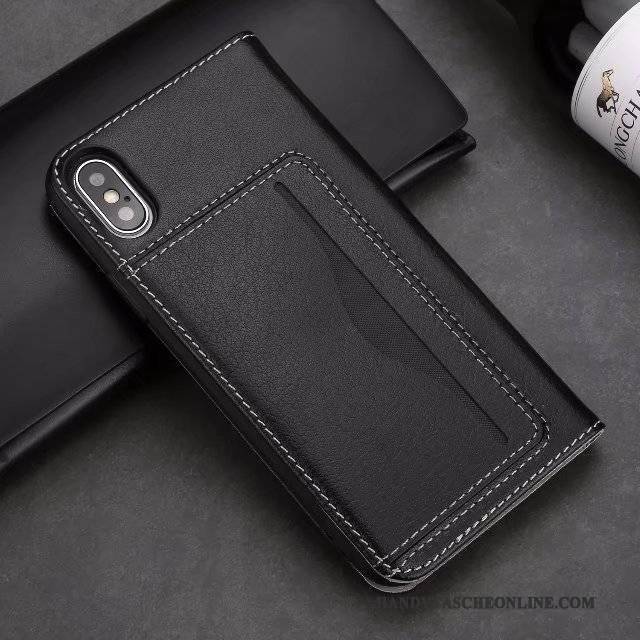 Hülle iPhone X Lederhülle Anti-sturz Karte, Case iPhone X Leder Handyhüllen Schlafsaal