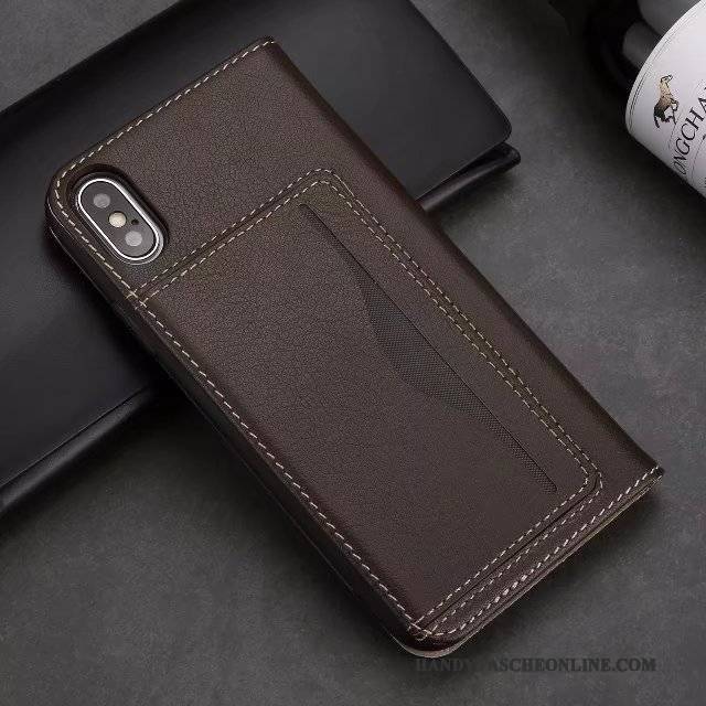 Hülle iPhone X Lederhülle Anti-sturz Karte, Case iPhone X Leder Handyhüllen Schlafsaal