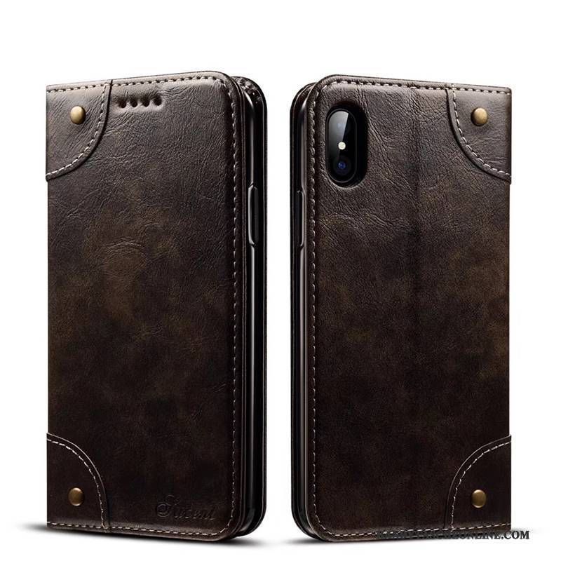 Hülle iPhone X Schutz Trend Karte, Case iPhone X Folio Grün Handyhüllen