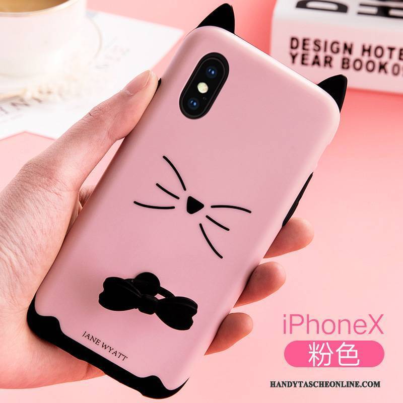 Hülle iPhone X Taschen Nette Nubuck, Case iPhone X Silikon Hängende Verzierungen Rosa
