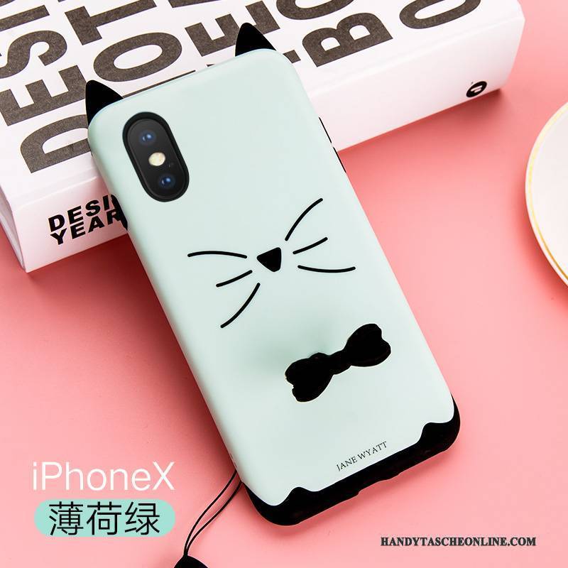 Hülle iPhone X Taschen Nette Nubuck, Case iPhone X Silikon Hängende Verzierungen Rosa