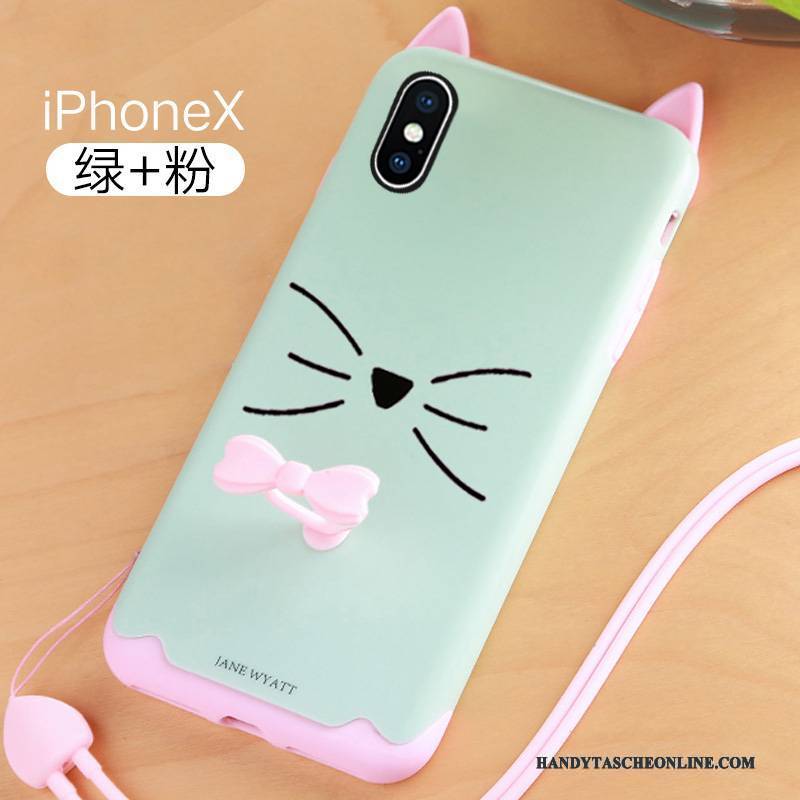 Hülle iPhone X Taschen Nette Nubuck, Case iPhone X Silikon Hängende Verzierungen Rosa