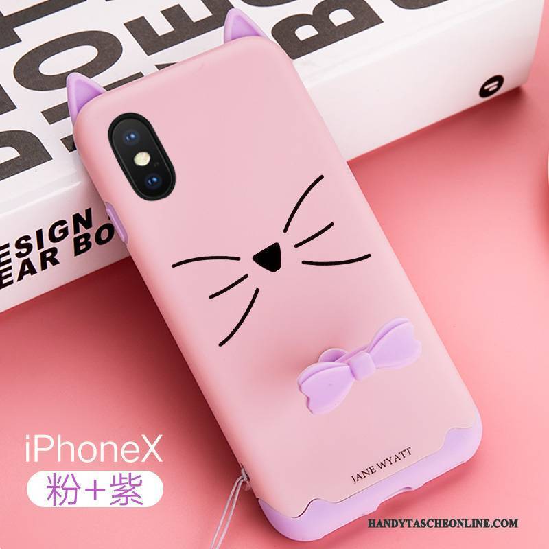Hülle iPhone X Taschen Nette Nubuck, Case iPhone X Silikon Hängende Verzierungen Rosa