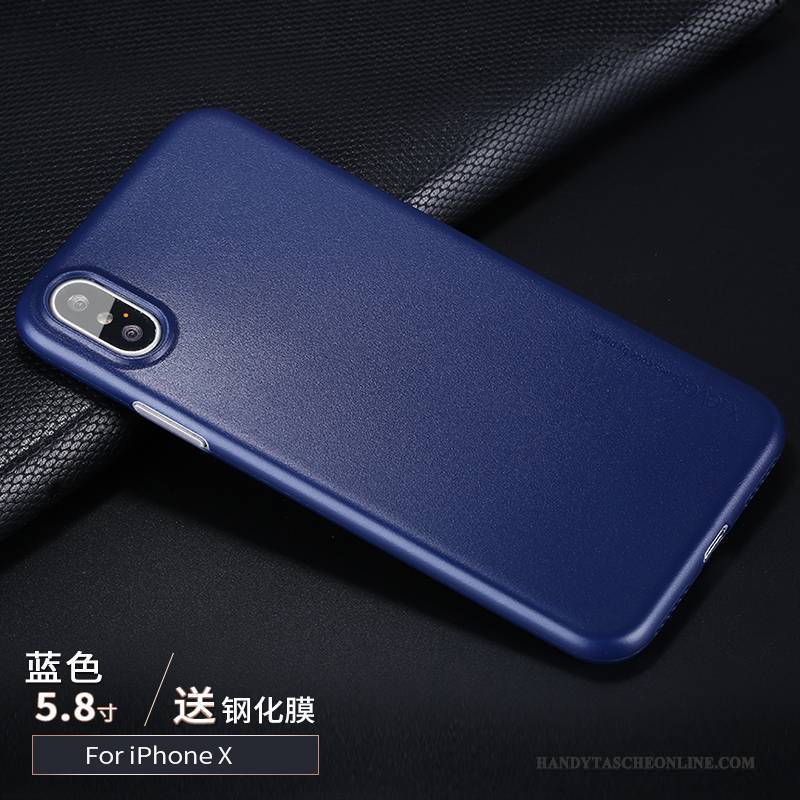 Hülle iPhone X Taschen Nubuck Blau, Case iPhone X Schutz Trend Anti-sturz