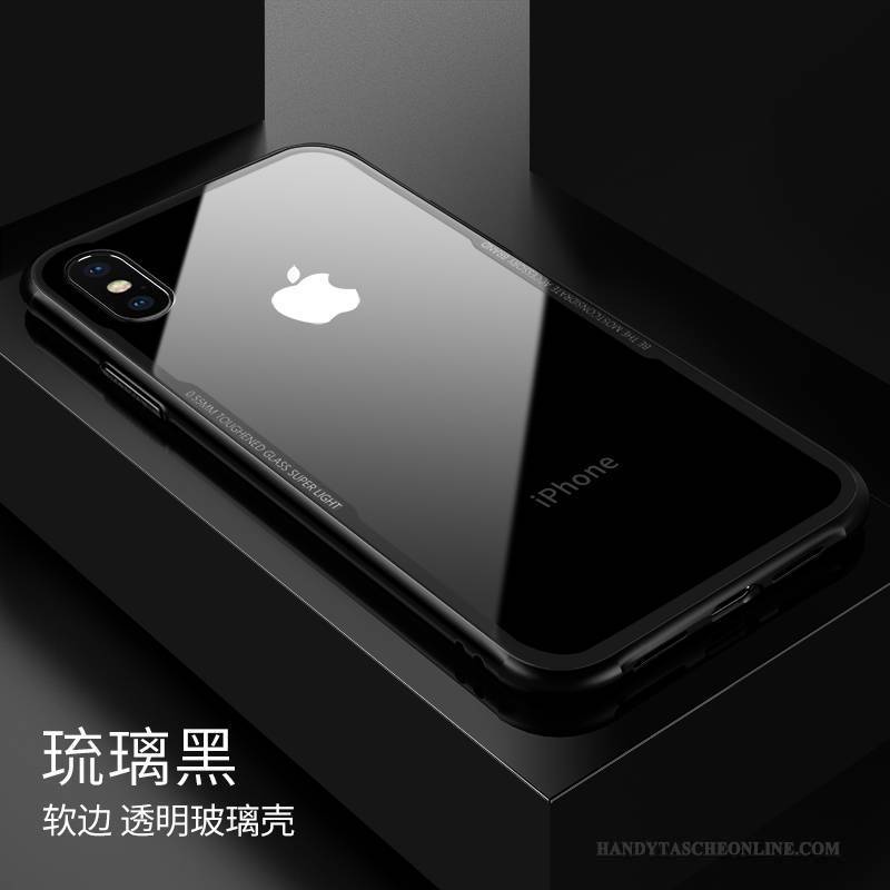 Hülle iPhone X Taschen Transparent Glas, Case iPhone X Silikon Handyhüllen Rot