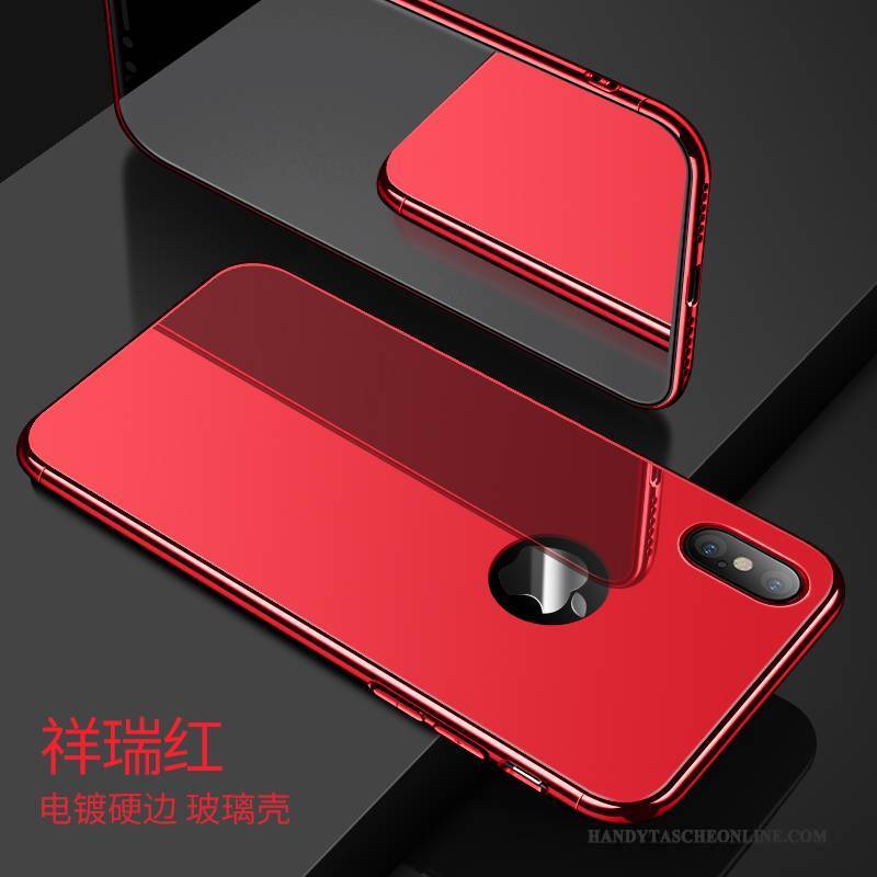 Hülle iPhone X Taschen Transparent Glas, Case iPhone X Silikon Handyhüllen Rot