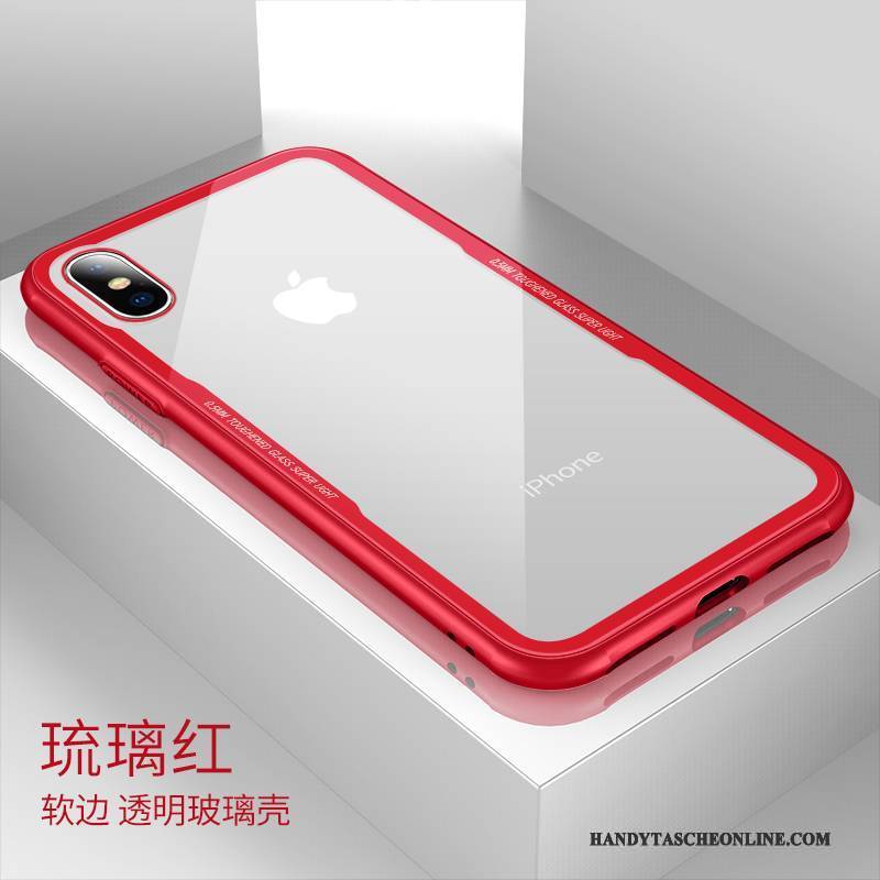 Hülle iPhone X Taschen Transparent Glas, Case iPhone X Silikon Handyhüllen Rot