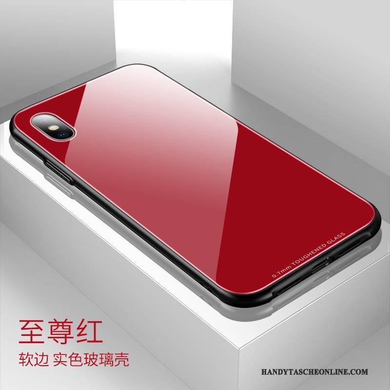Hülle iPhone X Taschen Transparent Glas, Case iPhone X Silikon Handyhüllen Rot