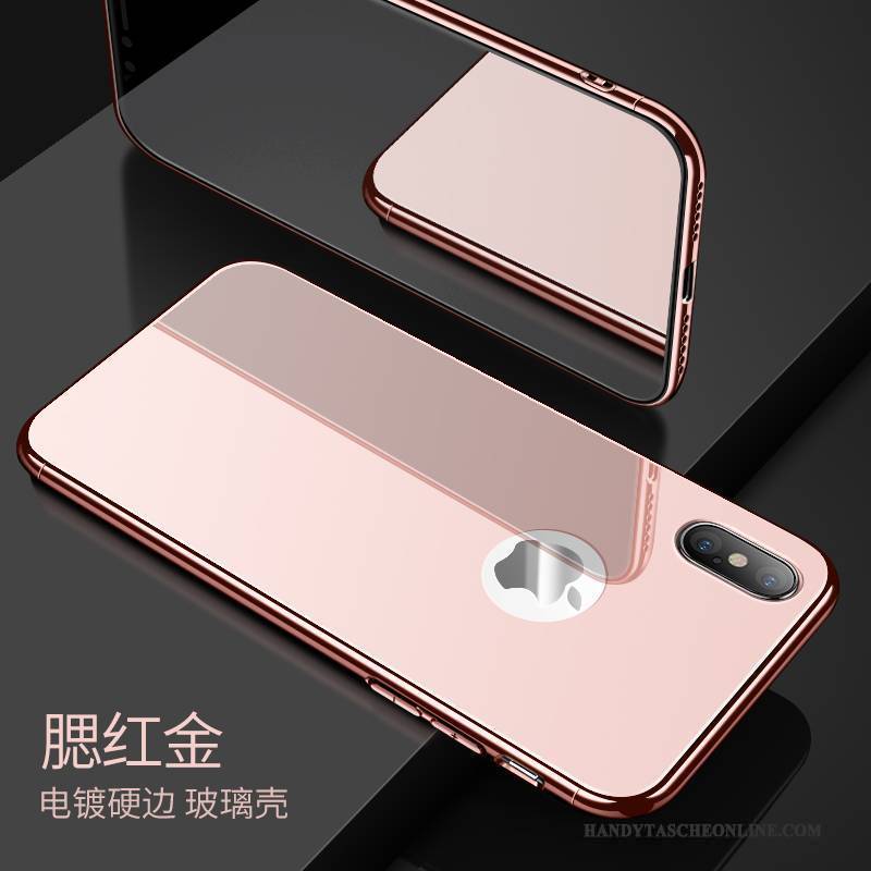 Hülle iPhone X Taschen Transparent Glas, Case iPhone X Silikon Handyhüllen Rot
