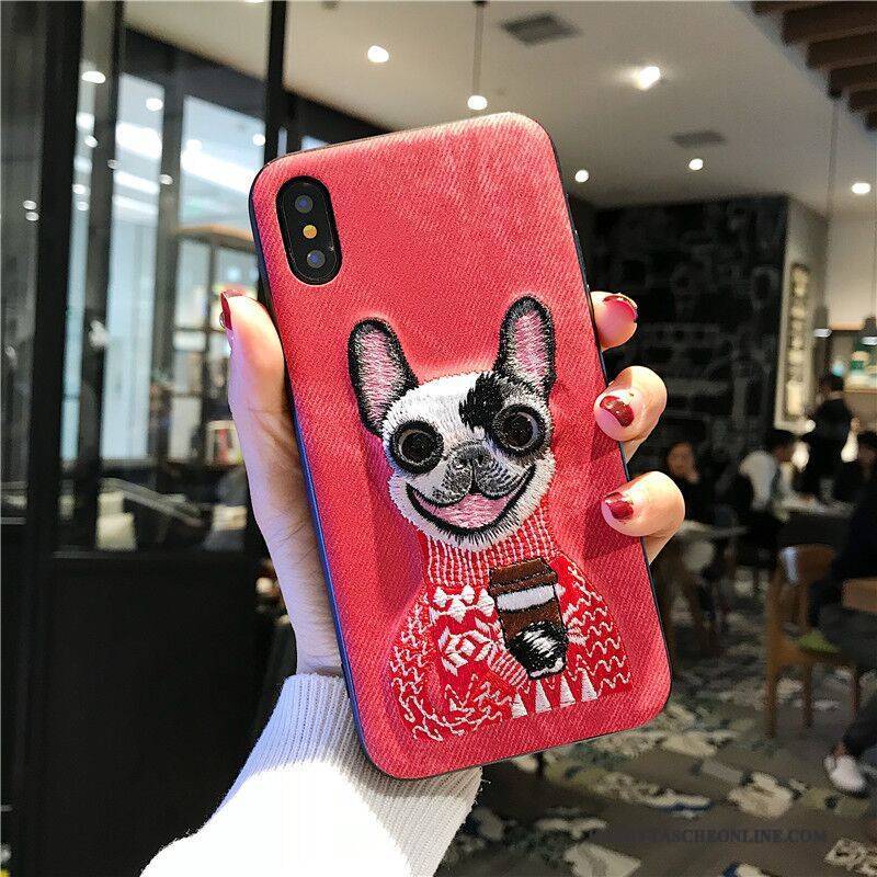 Hülle iPhone X Weiche Grau Anti-sturz, Case iPhone X Taschen Neu Stickerei