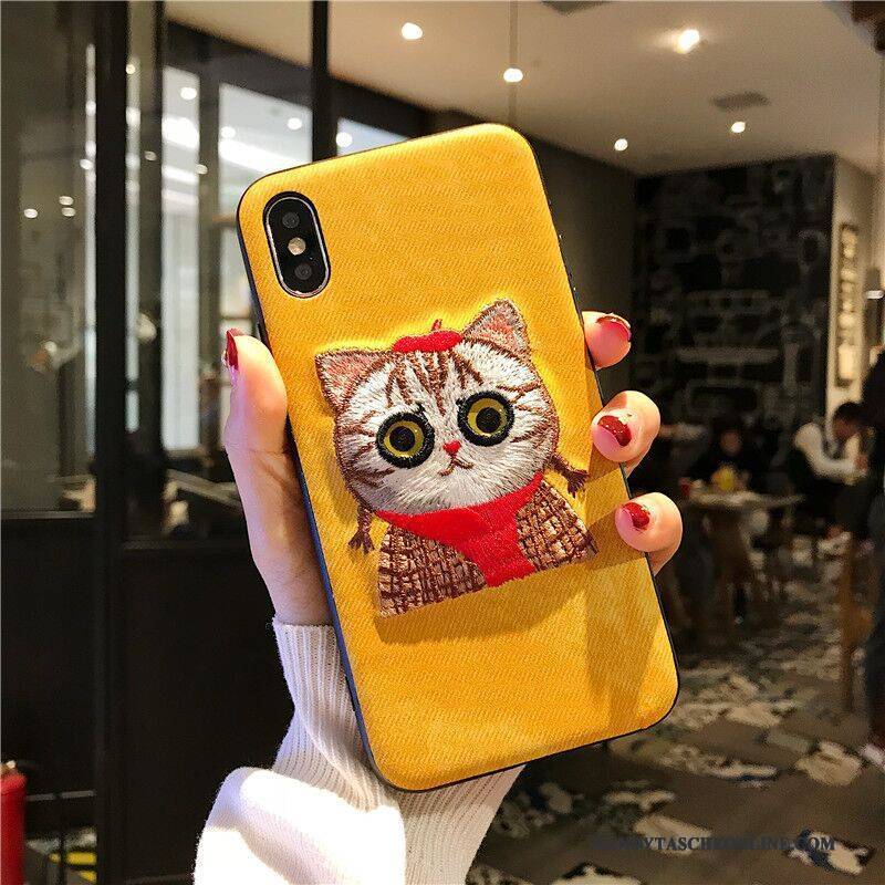 Hülle iPhone X Weiche Grau Anti-sturz, Case iPhone X Taschen Neu Stickerei